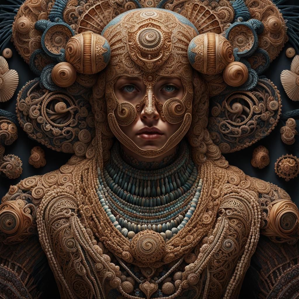 Shell Humanoid in Detailed Matte Painting Style