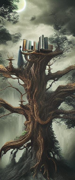 Giant Tree Reader: Fantasy Matte Painting