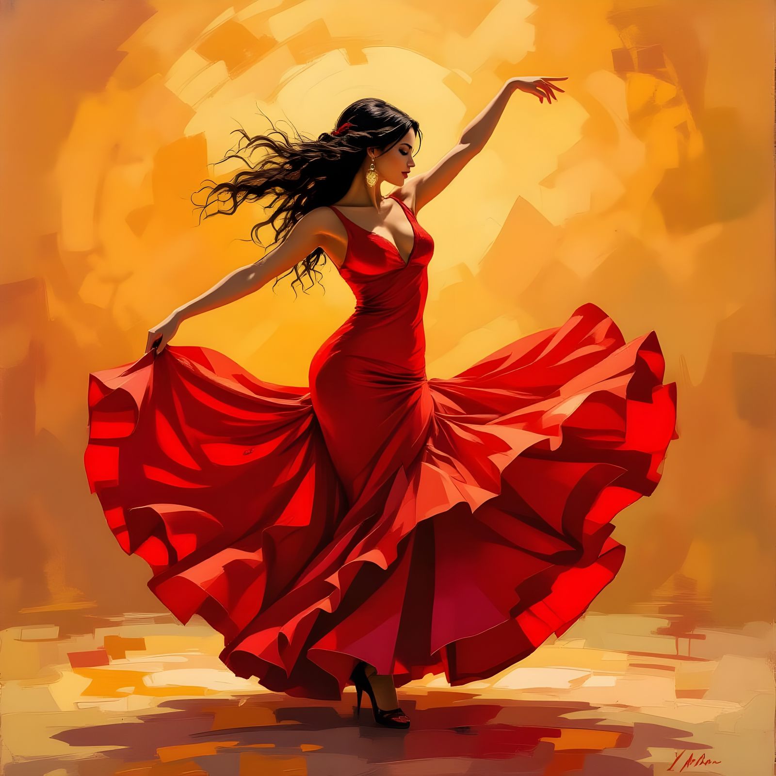 Flamenco Dancer in Neo-Impressionist Style