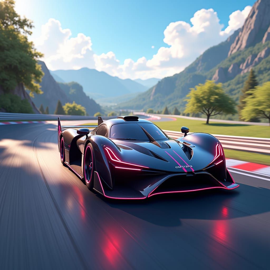 Sports Car Races in Anime-Inspired 3D Art