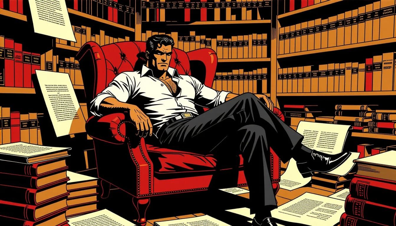 Muscular Bookseller in Nostalgic Vintage Store