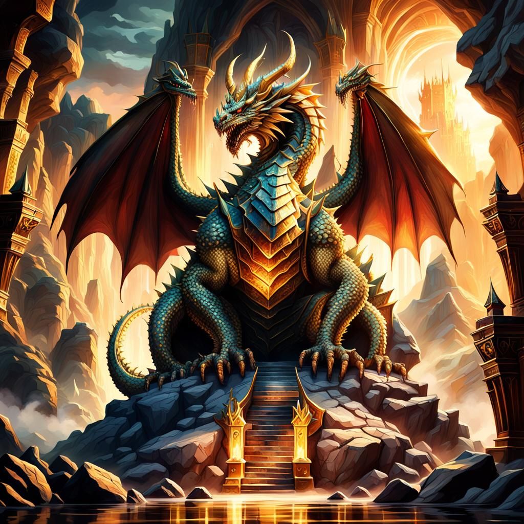 Majestic Dragon Monarch on a Throne