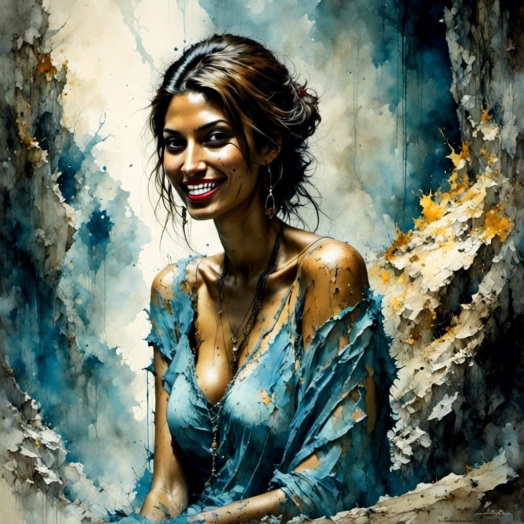 Cave Woman Portrait in Watercolour Style