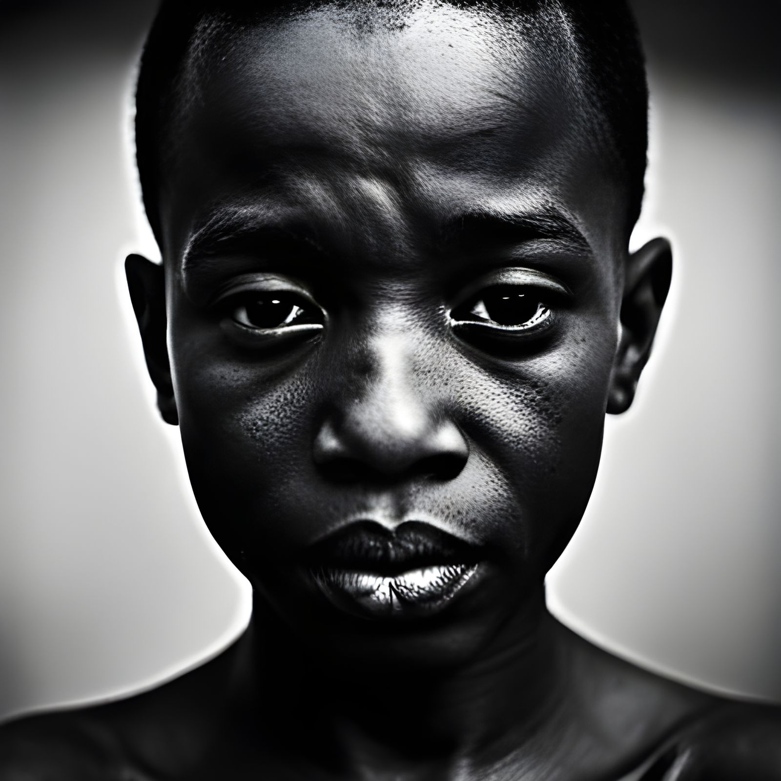 Emotional Portrait of a Boy in Poverty
