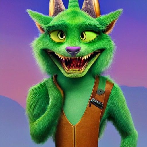 Green Dragon in Zootopia Style, Hyperdetailed