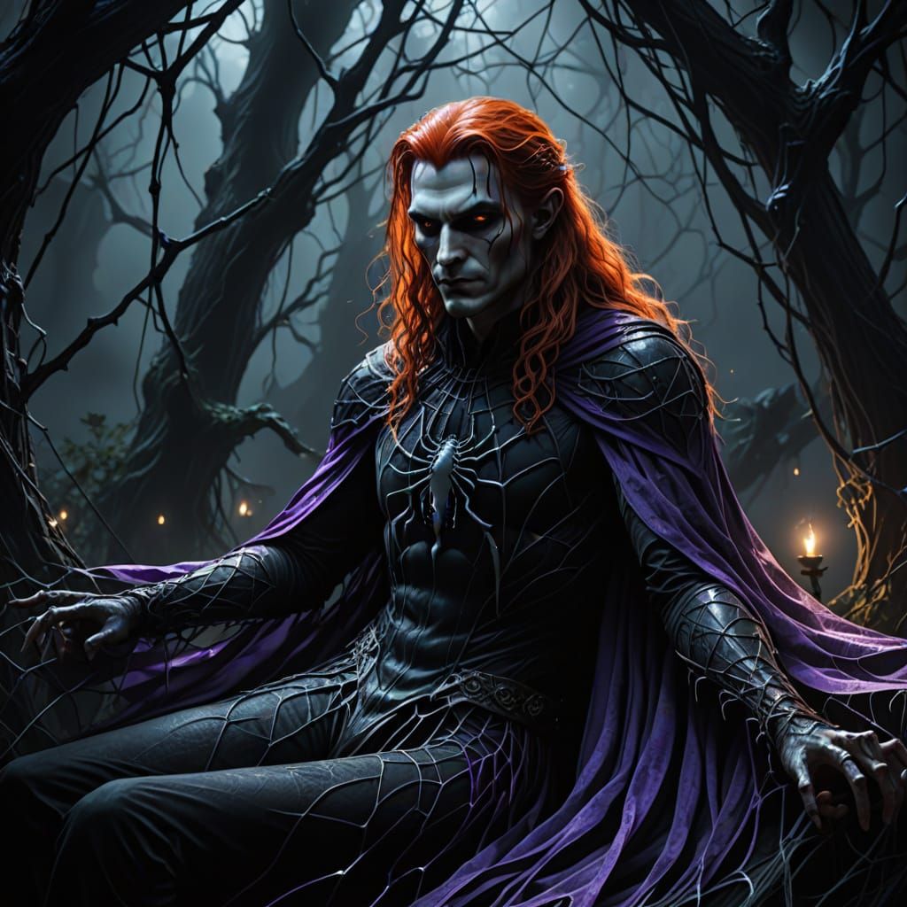 Gothic Vampire Couple in Spiderweb Hammock