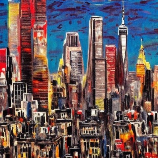 New York City Skyline as Abstract Expressionism