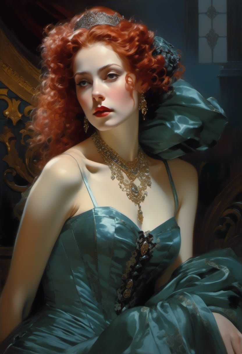 Rococo Lady in Leather and Lace Portrait