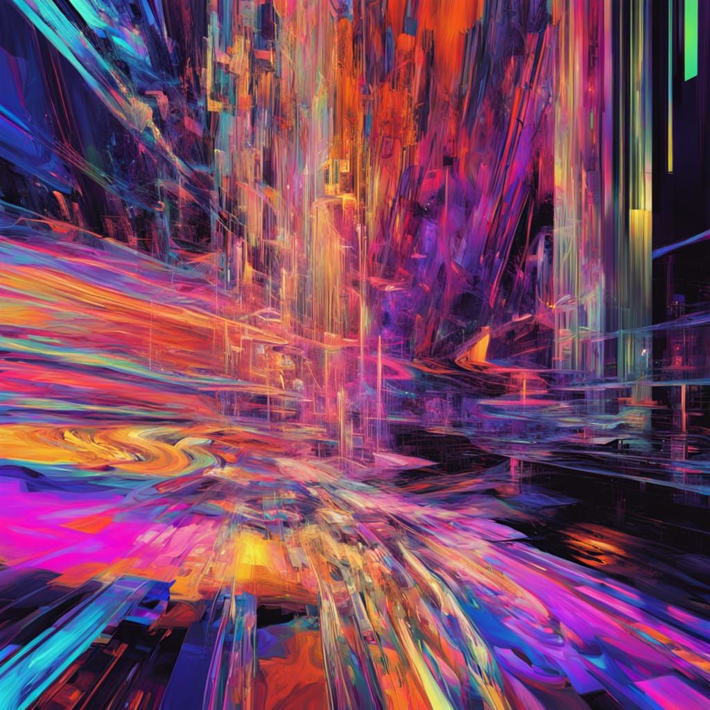 Abstract Digital Tapestry of AI's Unpredictability