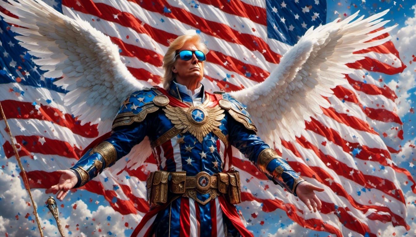 Angelic Donald Trump with Patriotic Theme