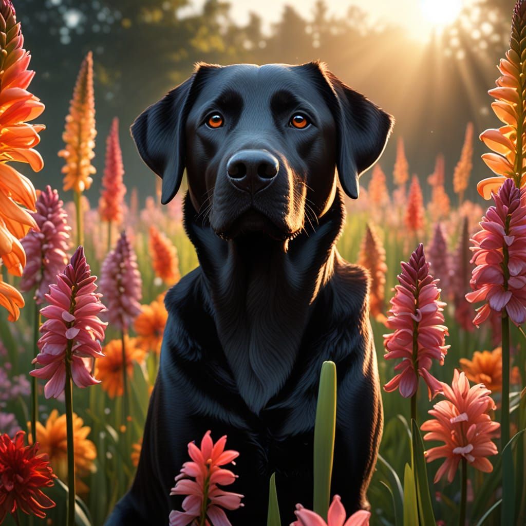 Labrador Retriever and Torch Lily Hybrid Portrait