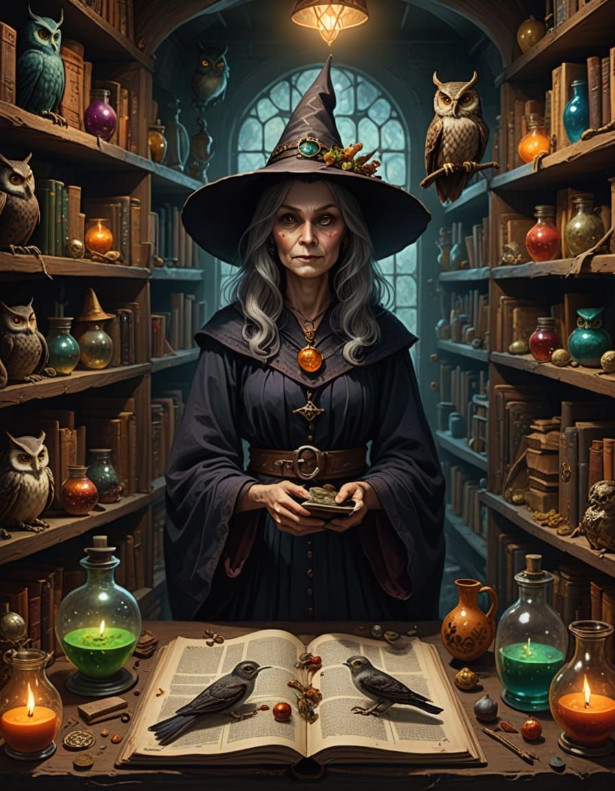 Witch Transforms Into Owl in Lair