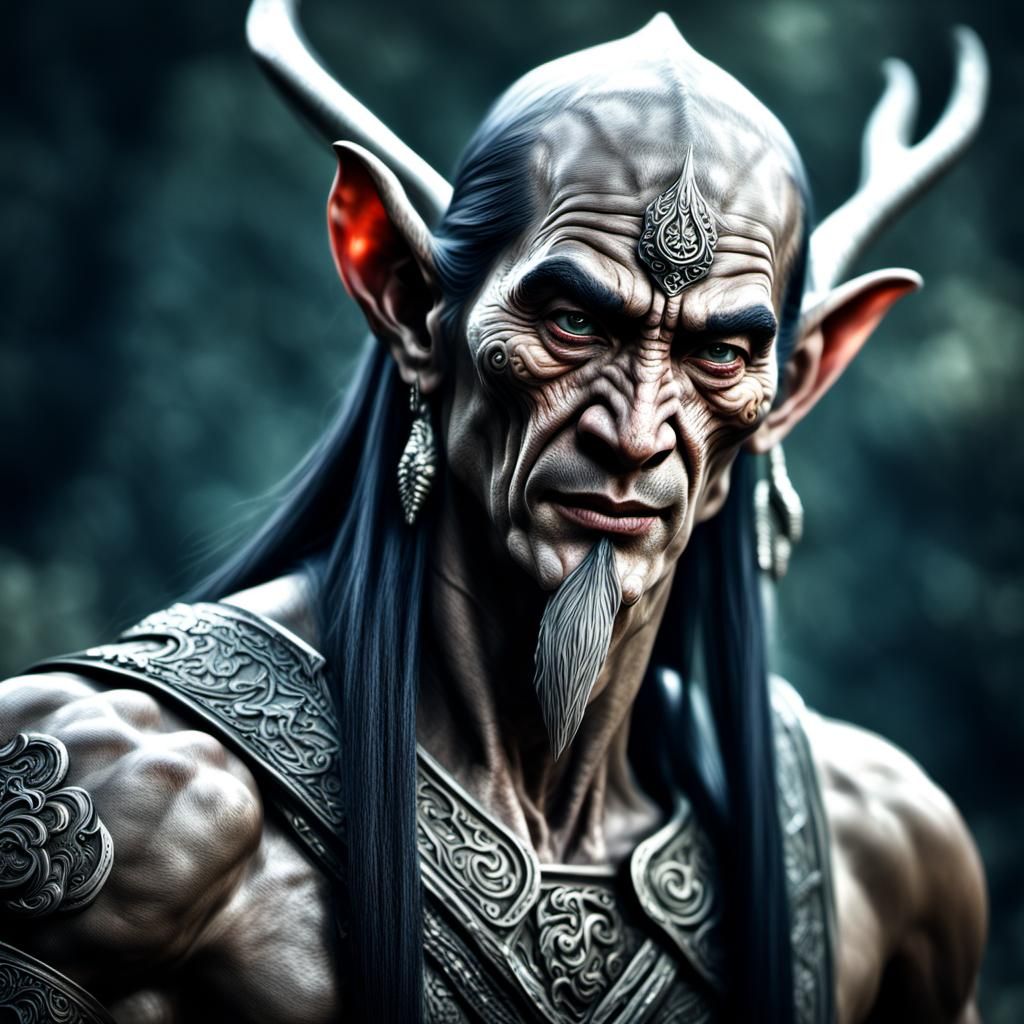 Hyperrealistic Portrait of a Muscled Chinese Elf Warrior