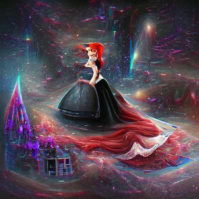 Red-Haired Princess in Astral Cosmic Illustration