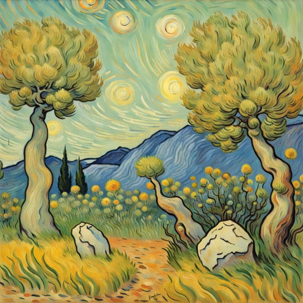 Magical Plants with Smiling Faces and Stones