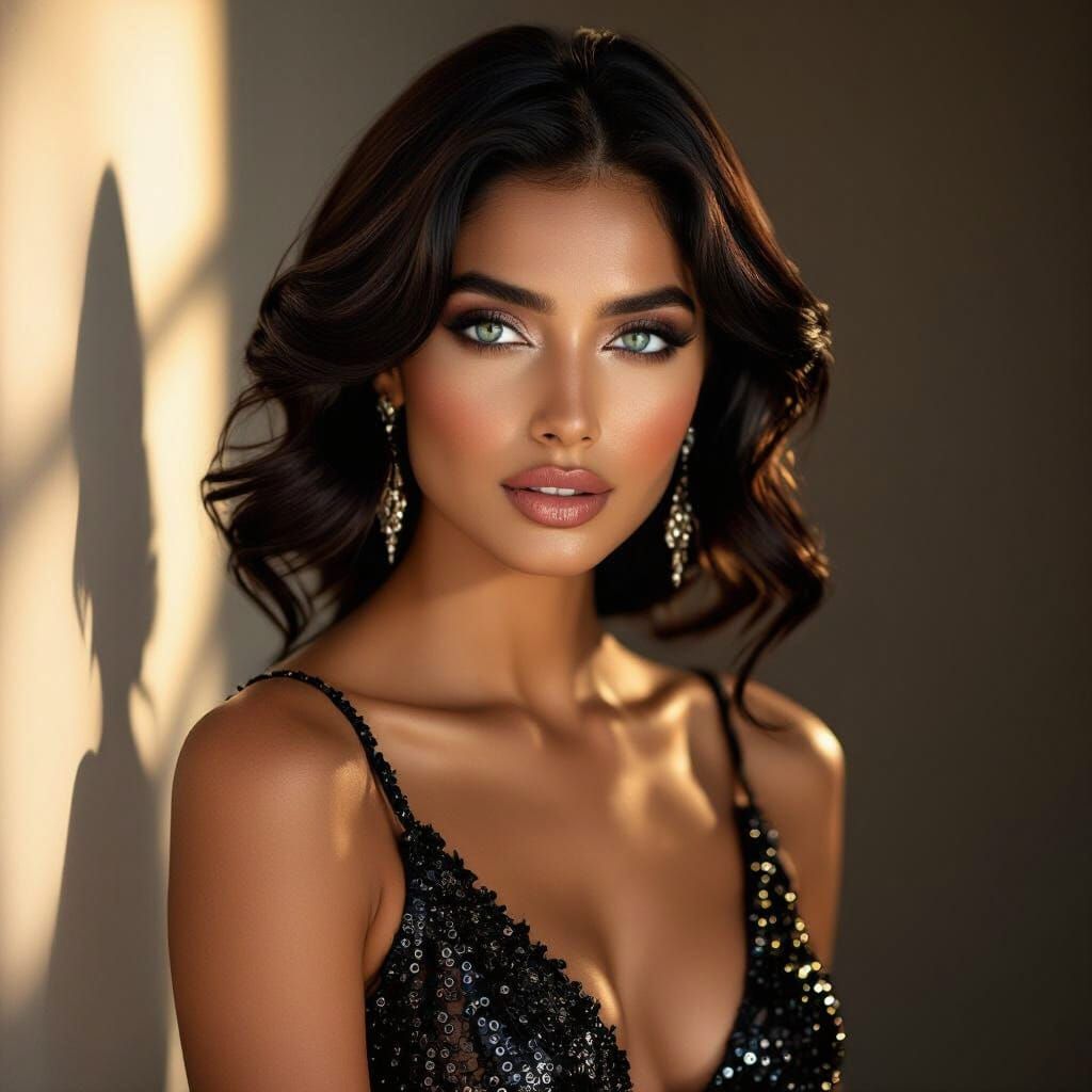 Glamorous South-Indian Woman in Studio Portrait