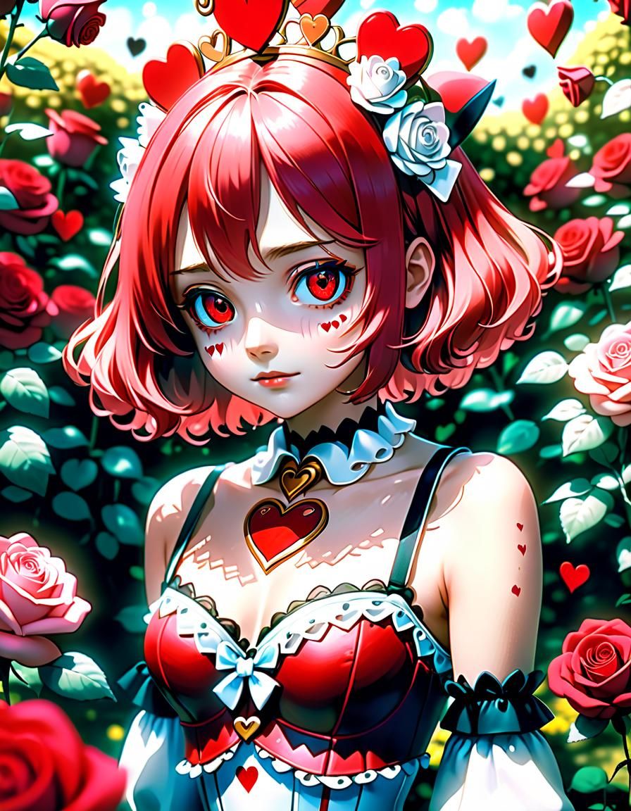 Queen of Hearts Portrait in Anime Key Visual Style