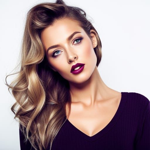 Hyperdetailed Portrait with Blue Hair and Green Eyes