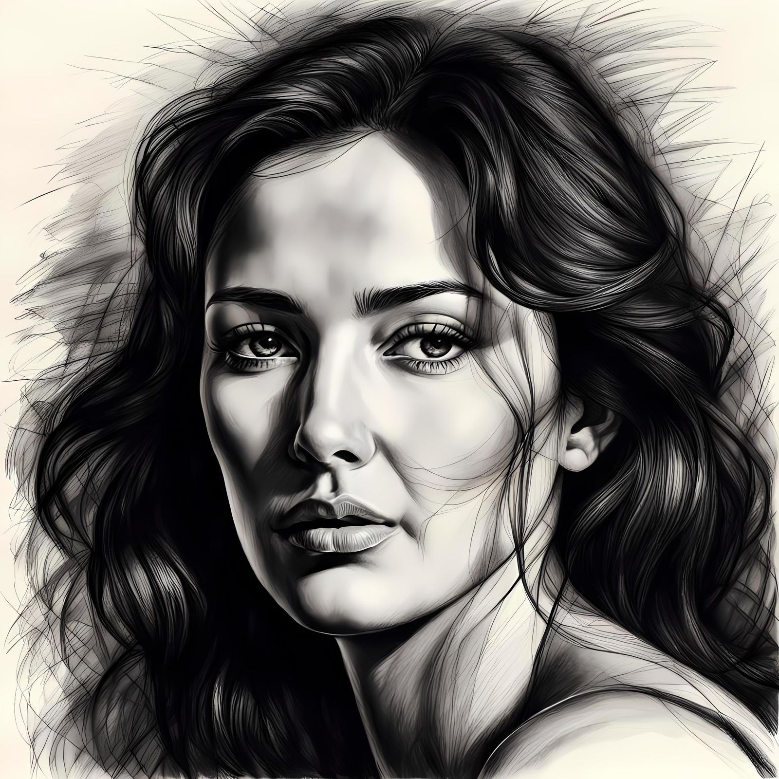 Monica Bellucci Charcoal Sketch from Sicily Movie