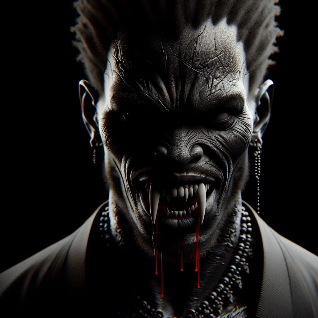 Sinister Vampire Figure in Hyperrealistic Digital Painting