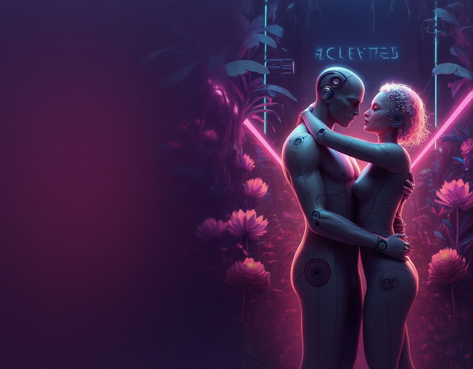 Cyberpunk AI Romance in Digital Utopia
