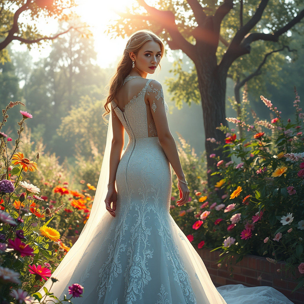 Ethereal Bride in Fantasy Garden, Matte Painting