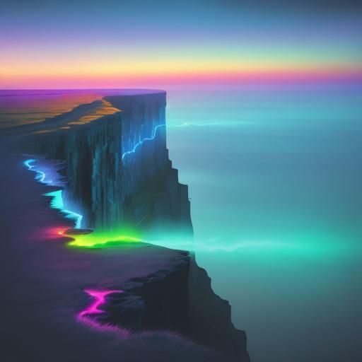 Colorful Vaporwave Cliffs with Retro Neon Glow