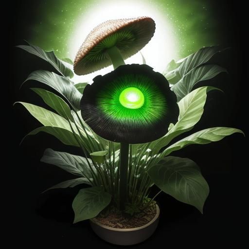 (large green plant with eyes,and a big mouth with lots of sh...