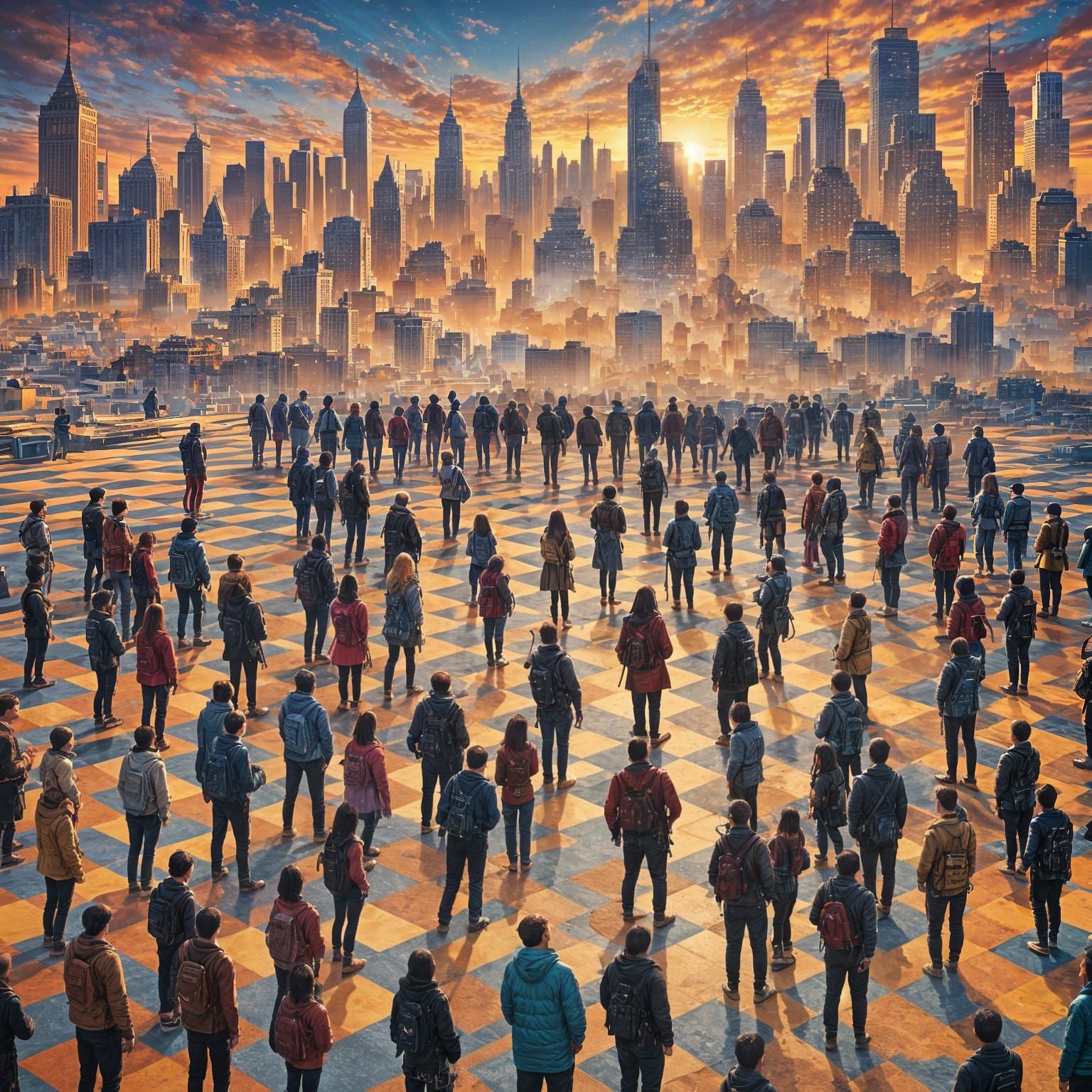 Checkerboard Landscape: Silhouettes in a Matte Painting