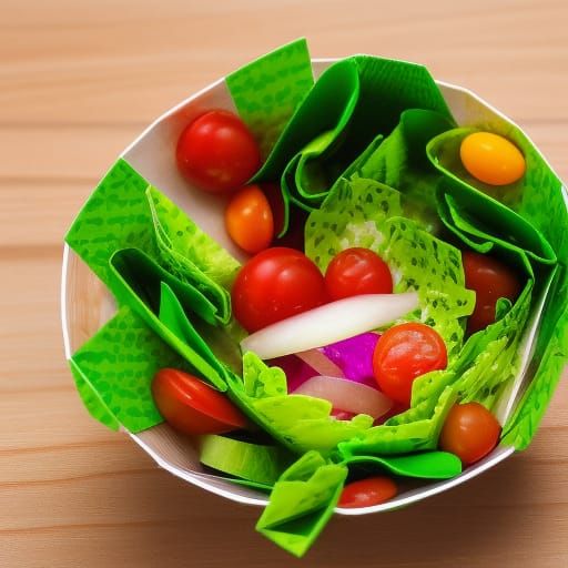 Origami Salad Bowl with Paper Vegetables
