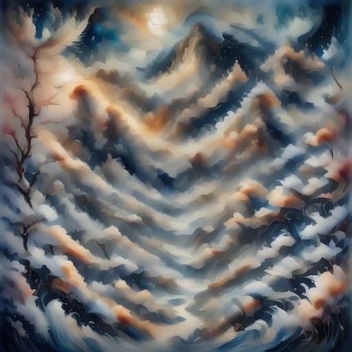 Ethereal Magic with Glowing Elements in Watercolor Style