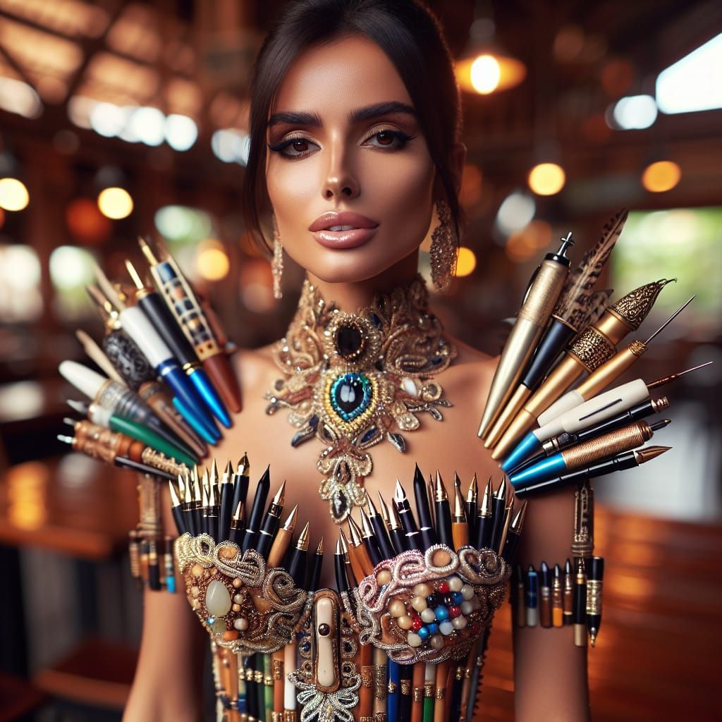 Brazilian Beauty Adriana Lima Wears Artisanal Pen Ensemble
