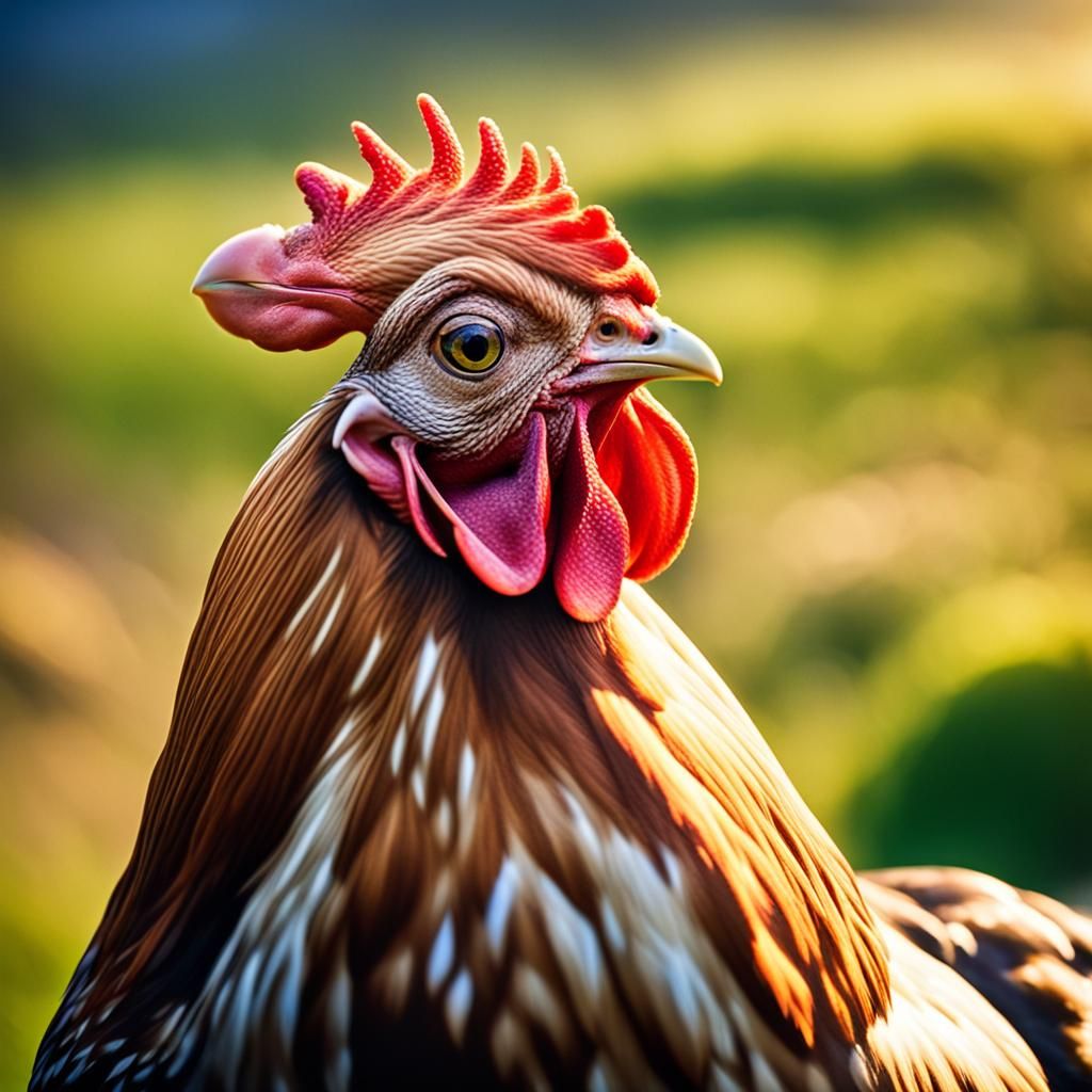 Hyper-Realistic Hen Portrait in Wildlife Photography Style