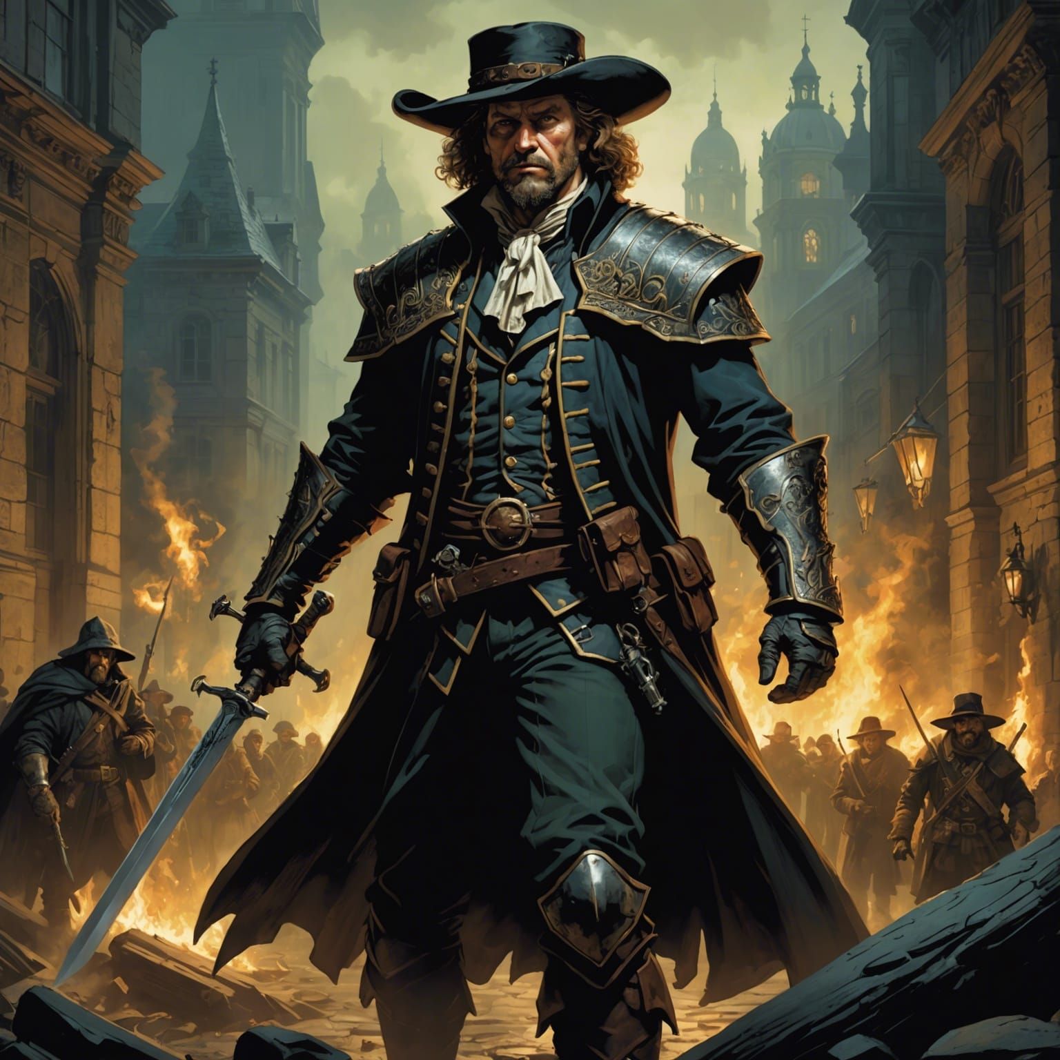 Grimdark Scene in Baroque Style