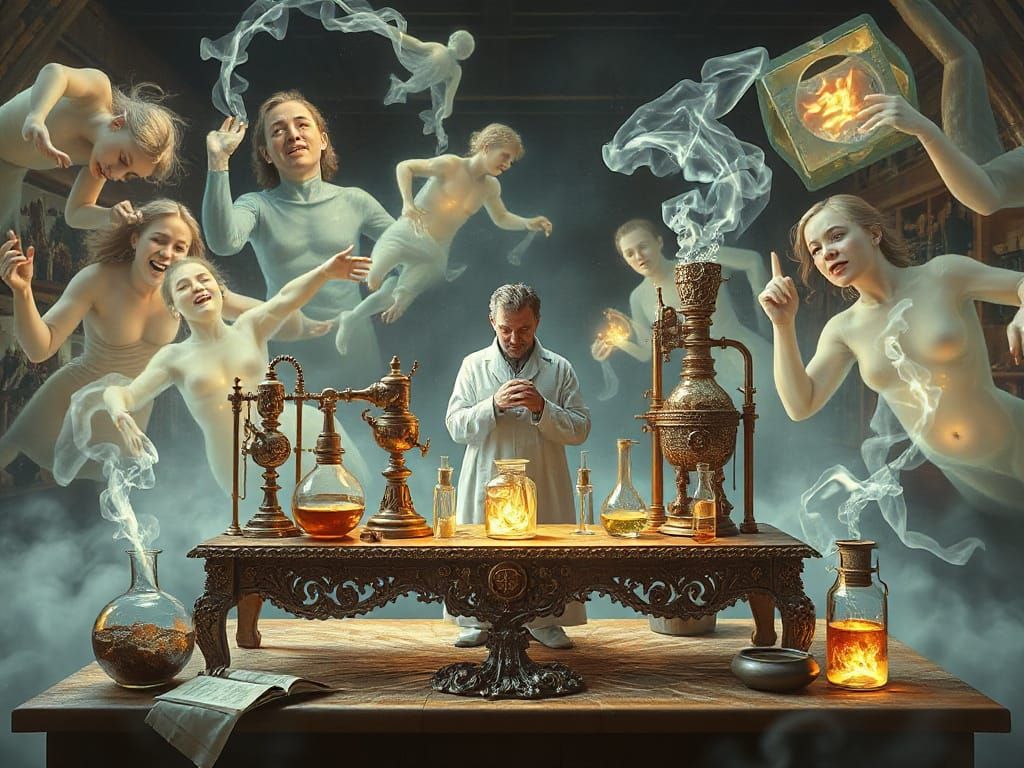 Ethereal Alchemy of Human Souls: A Mystical Depiction of His...