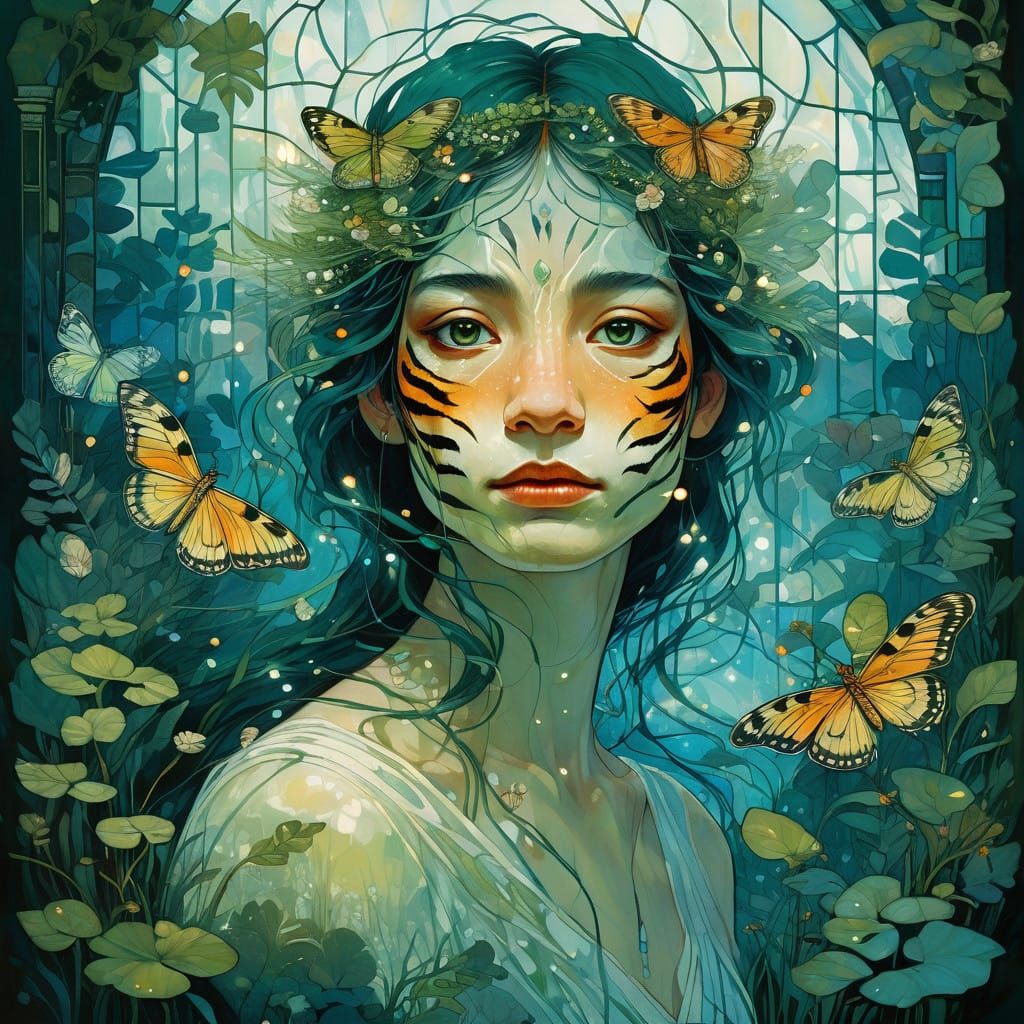 Enchanting Botanical Bride in Ethereal Mist