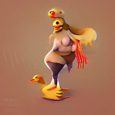 Surreal Chicken Duck Woman Composite Image