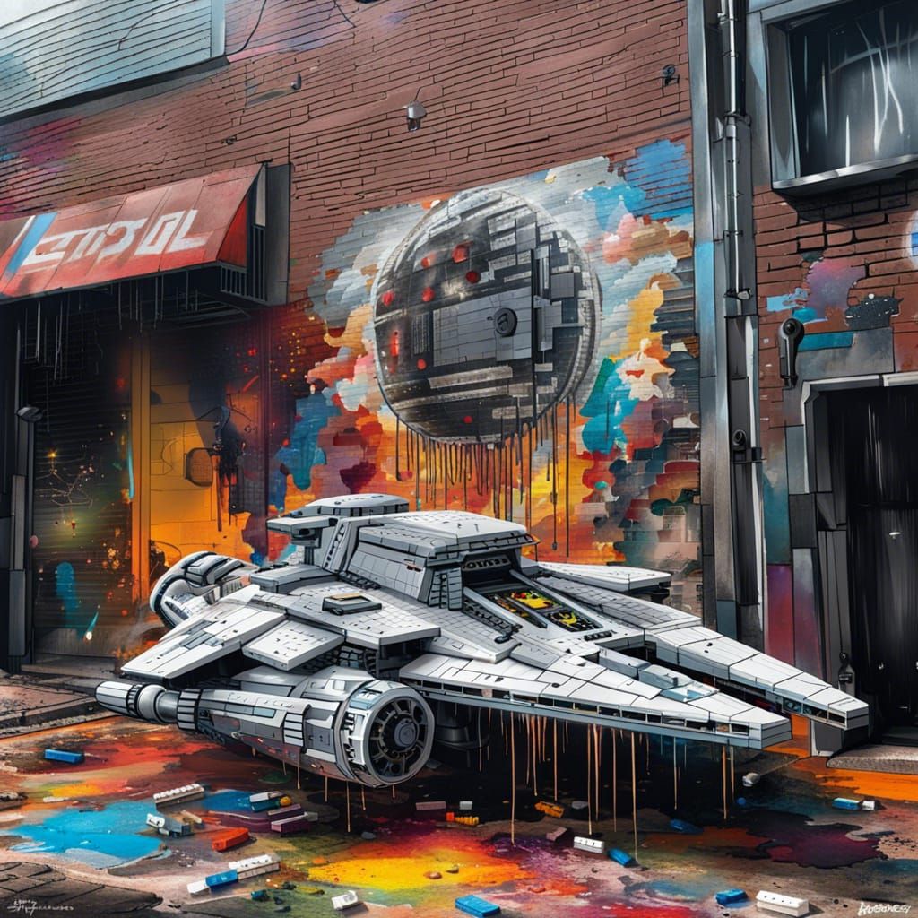 Lego Star Wars Starship in Graffiti Art Style