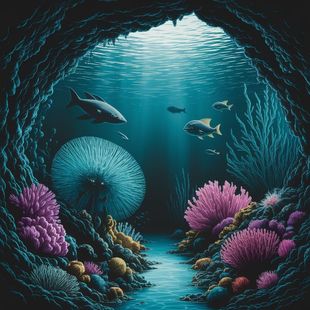 Retrofuturistic Aquatic Wonders in Deep Saturation