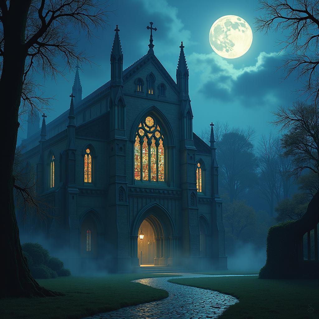 Winchester Cathedral in Ethereal Fantasy Landscape