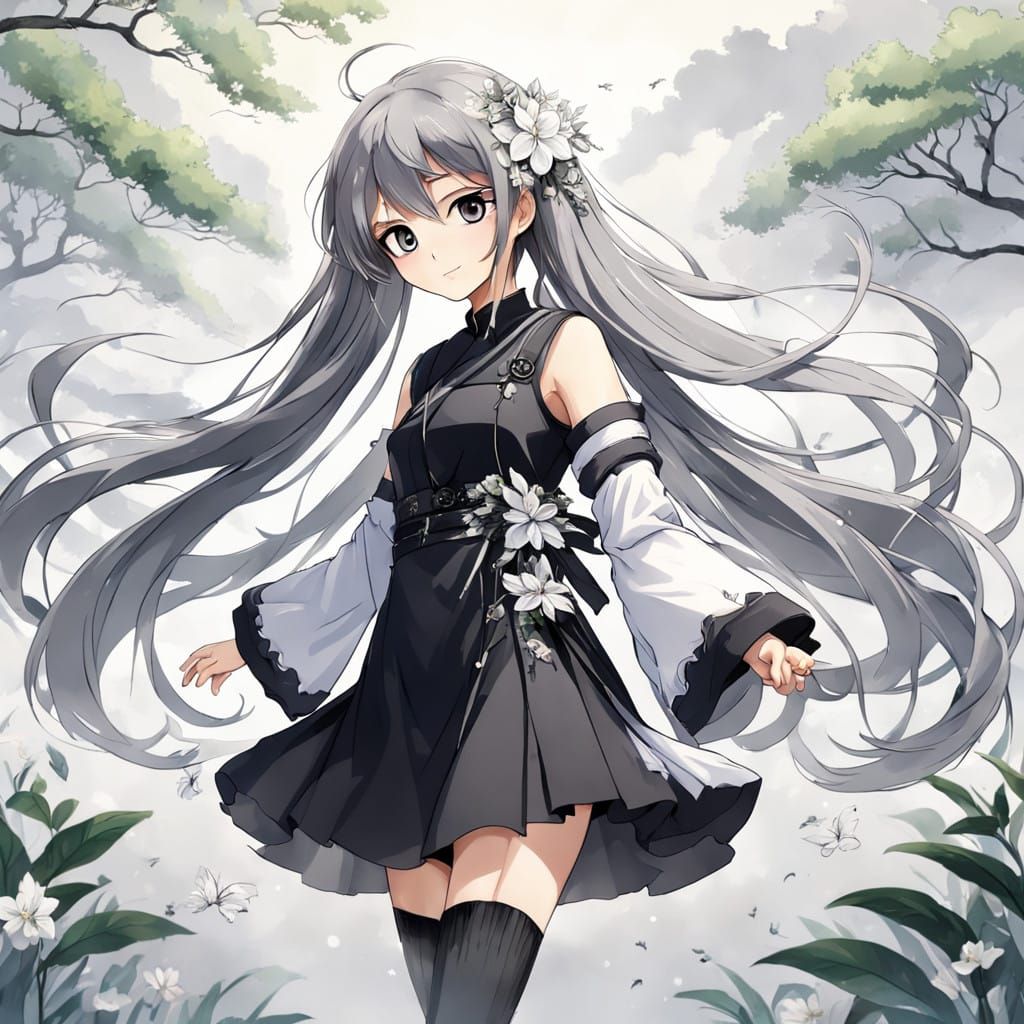 Serene Anime Goddess Embodies Yin Yang Harmony