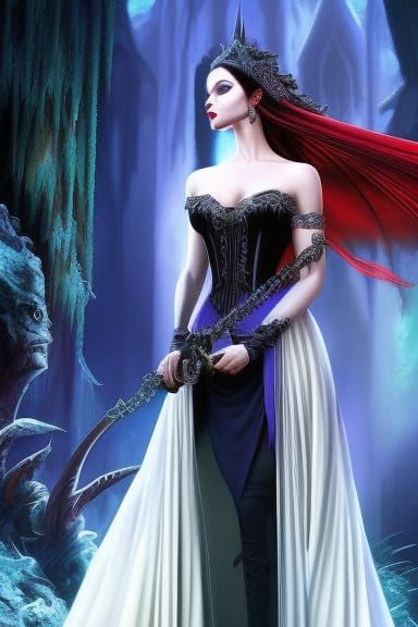Vampire Queen in Gothic Dress, Digital Art