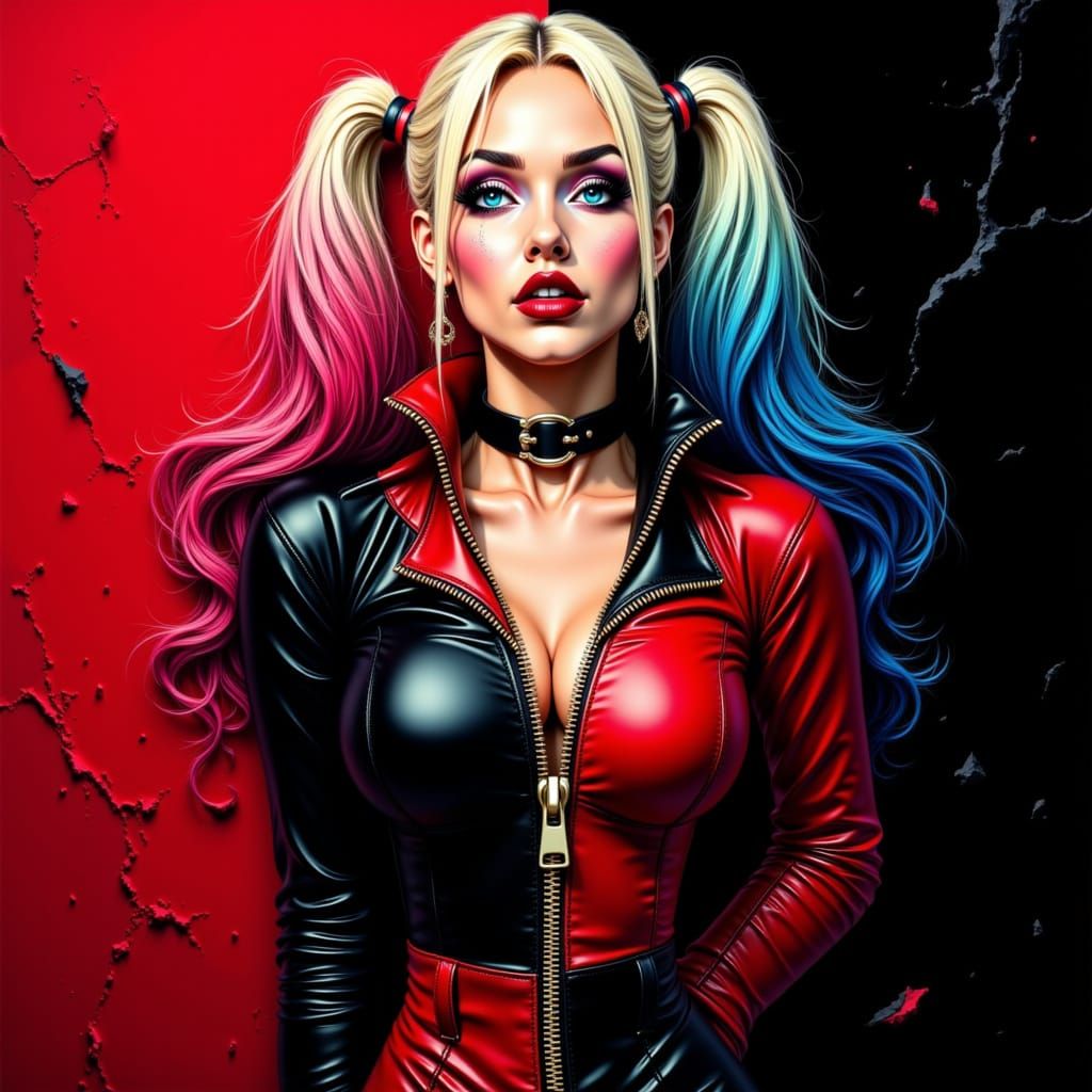 Harley Quinn Portrait in Graphic Novel Style