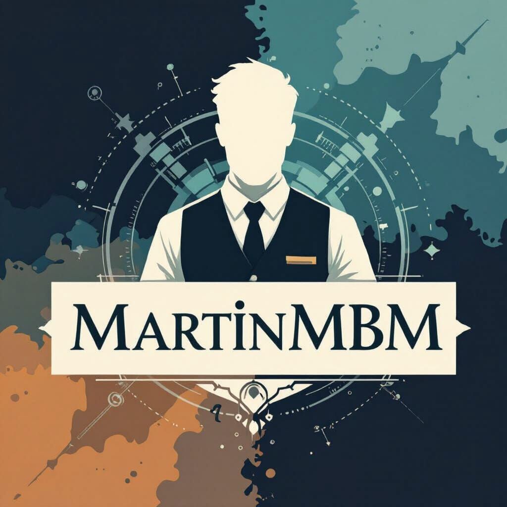 Elegant Logo with Engineer Silhouette in Matte Painting Styl...