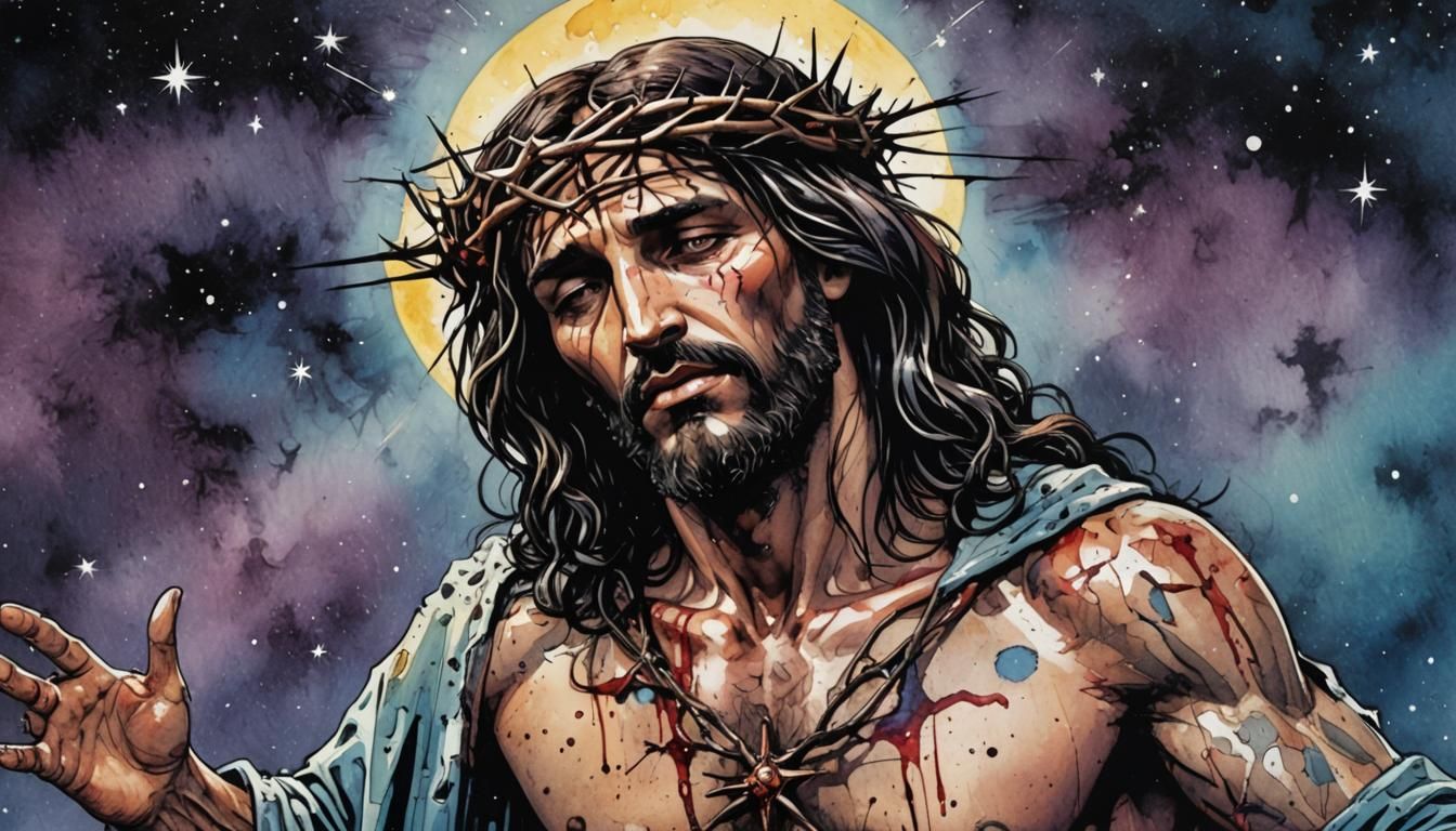 Jesus on the Cross in Pop Art Style