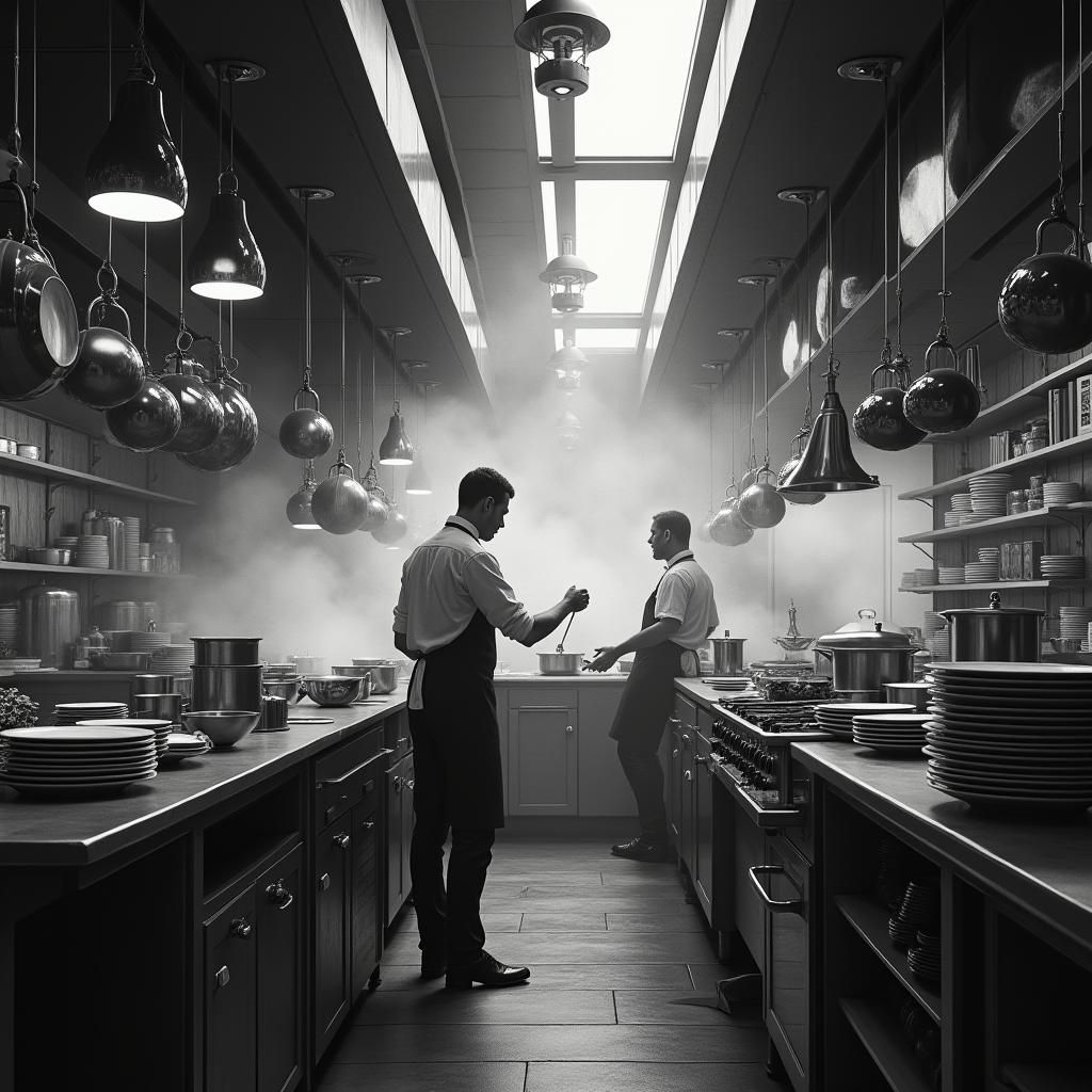 Busy Restaurant Kitchen in Hyper-Detailed Matte Painting