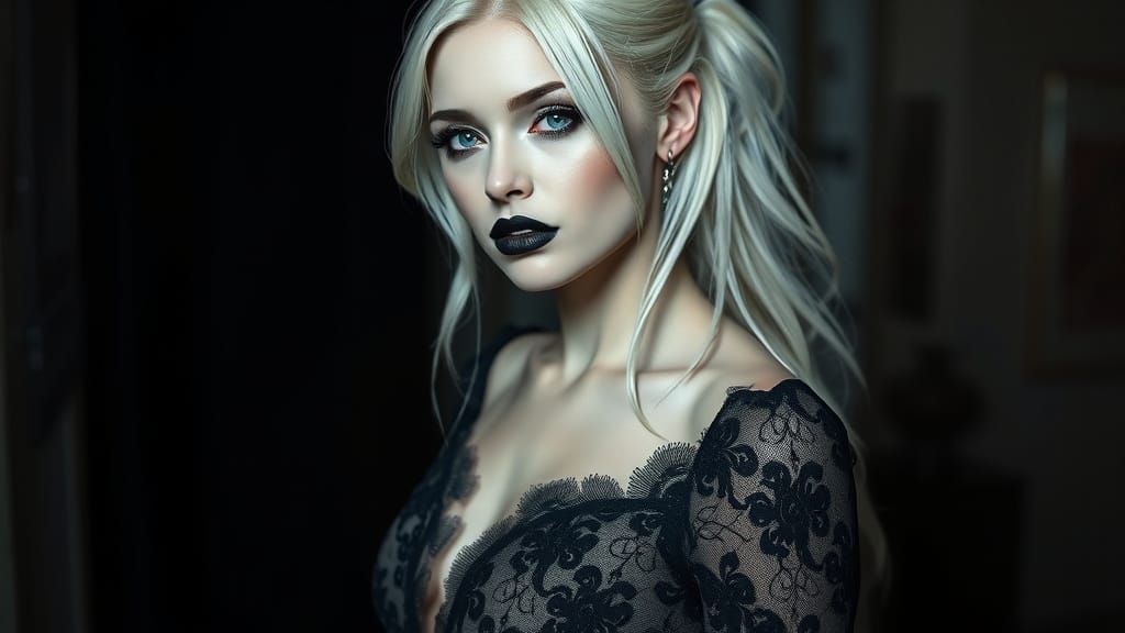 Elegant Death Goddess in Dark, Moody Hyperrealism