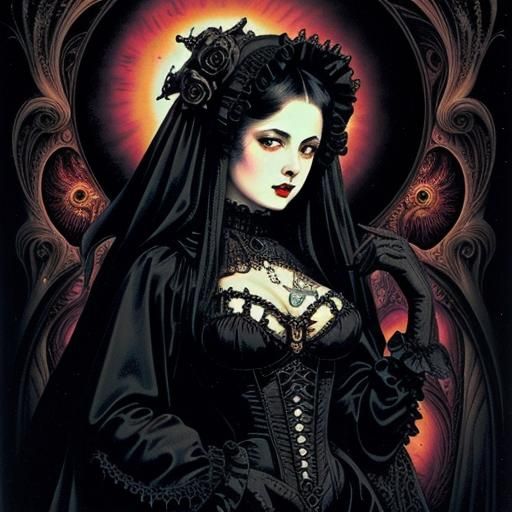 Gothic Rococo Pinup in Vintage Style