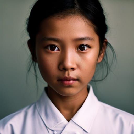 Asian Girl Close-Up Portrait in Professional Style