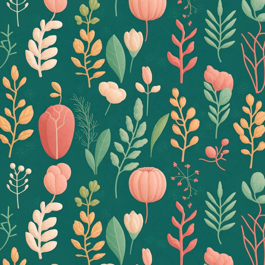 Abstract Sanguine Herbal Texture Oil Painting